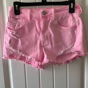 American Eagle Hot Pink Distressed Shorts
